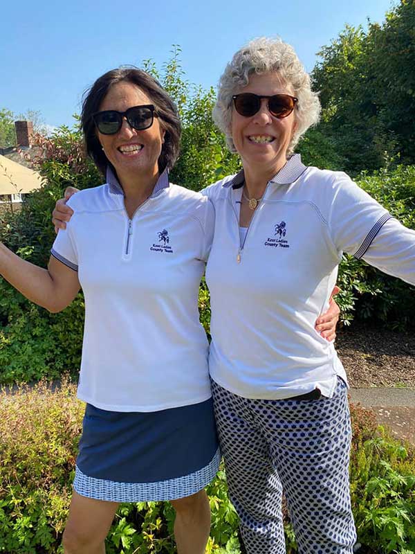 Kim Morris with caddie Tita McCart