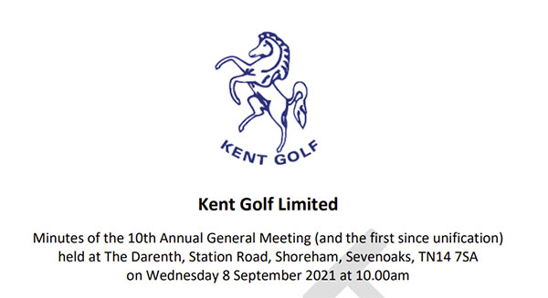 Kent Golf Limited AGM Minutes 2021