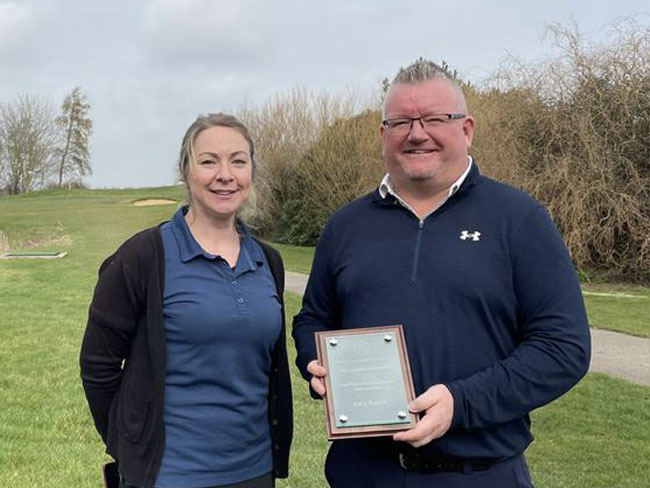 Gary Bason with Suzannah Chapman (General Manager, Stonelees Golf Centre)